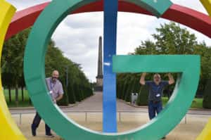 Joe and Terry from our Community Justice team putting our back garden - Glasgow Green! - to good use