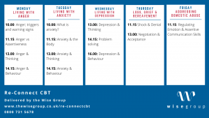 Re-Connect CBT weekly timetable